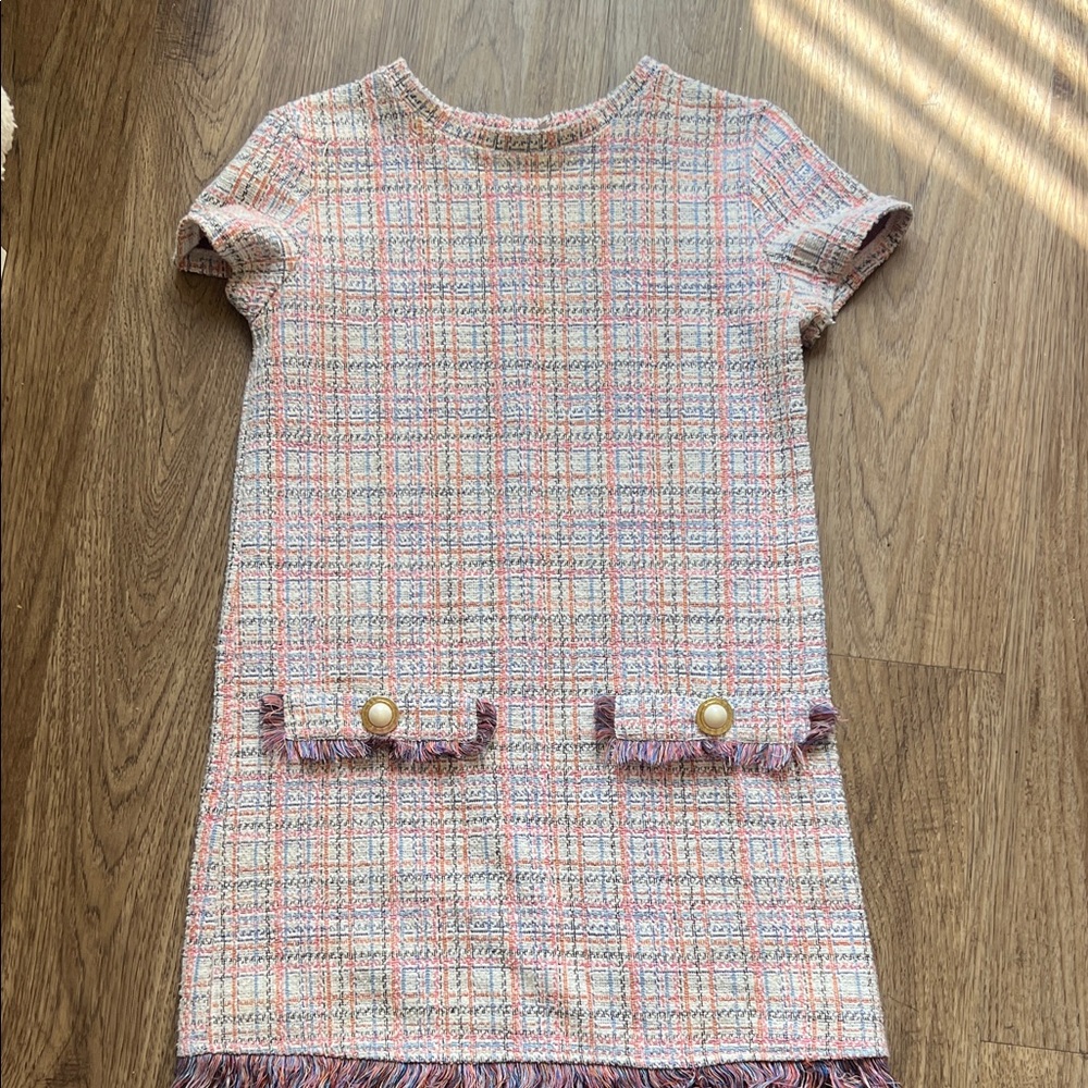 Zara Multicolor Tweed Mini Dress - Pink, White, Blue